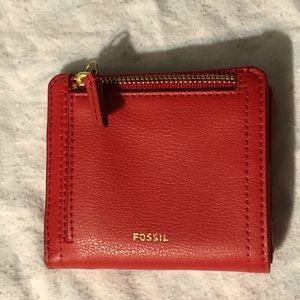 Fossil red leather confetti ready wallet